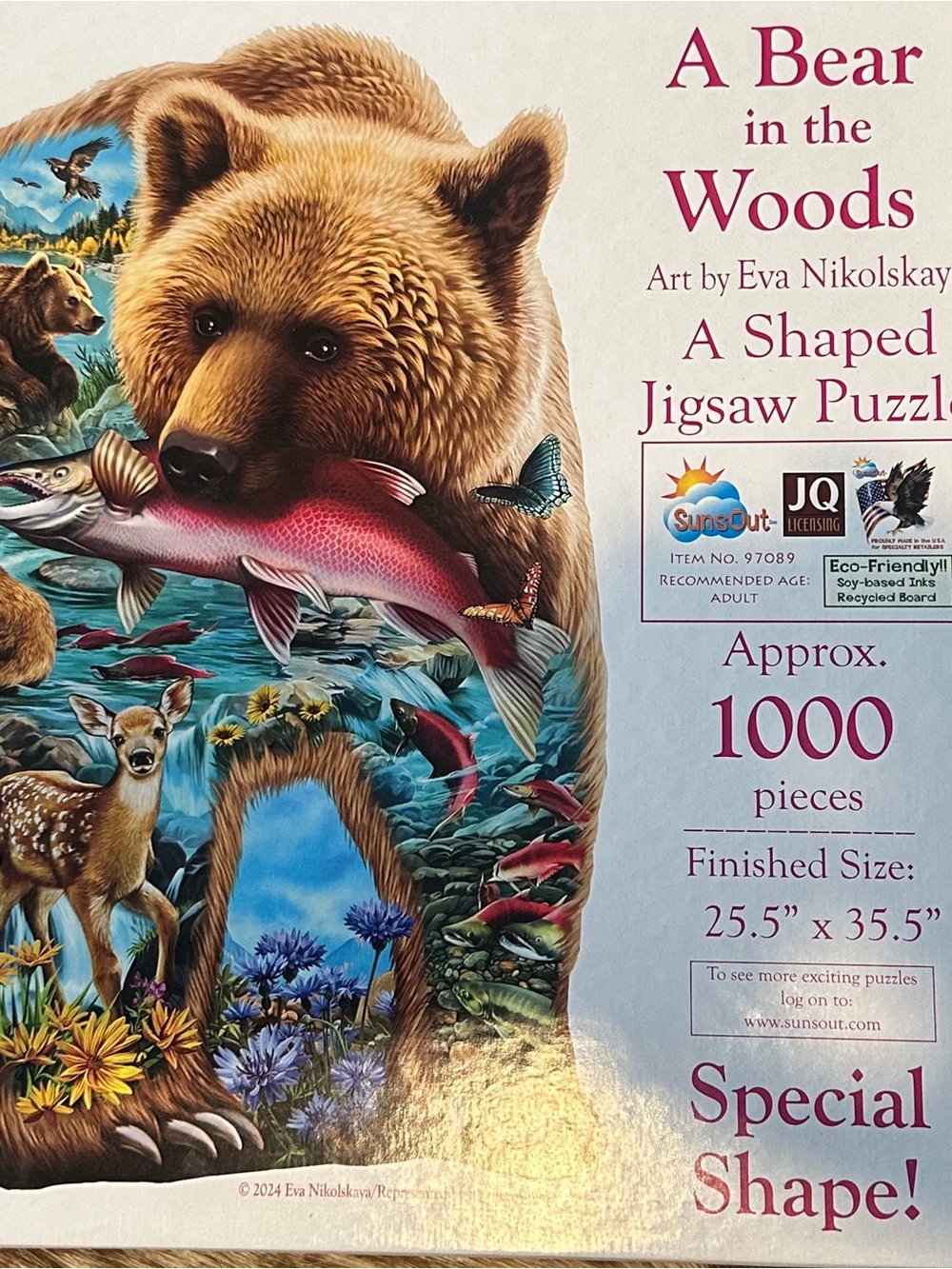 SunOut  A Bear in the Woods Shaped Jigsaw Puzzle - Brown